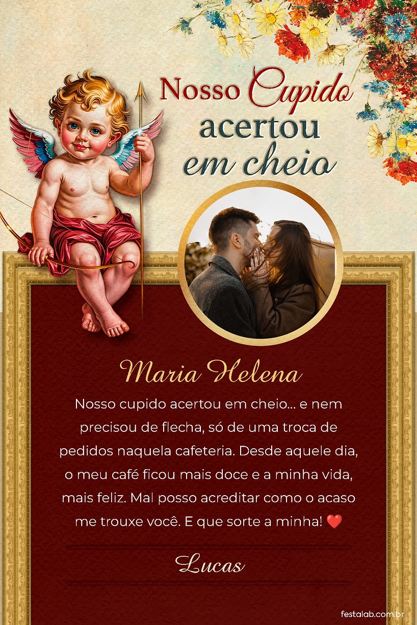Crie seu Cartão de Ocasiões especiais - Nosso Cupido com a Festalab
