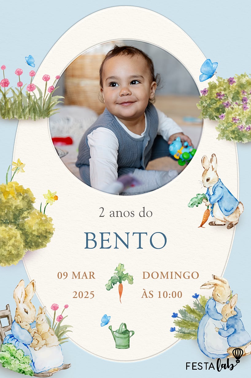 Criar convite de aniversário - Festa do Peter Rabbit| FestaLab