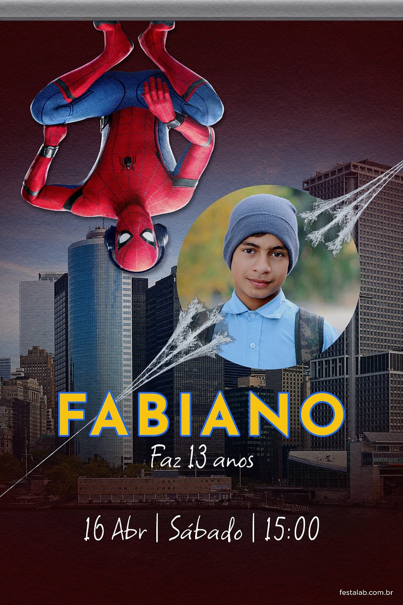 Modelo de Convite de Aniversario - Homem aranha escuro Criar convite de aniversário - Homem aranha escuro| FestaLab