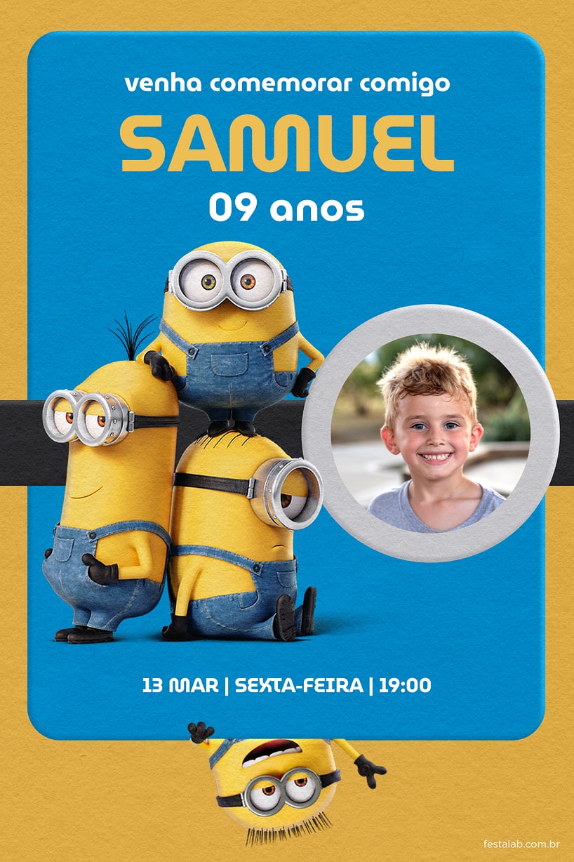 Modelo de Convite de Aniversario - Os Minions Criar convite de aniversário - Os Minions| FestaLab