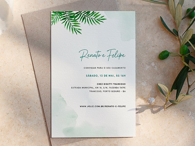 Modelo de Convite de Casamento - Casamento em Trancoso Crie seu convite de casamento - Casamento em Trancoso| FestaLab