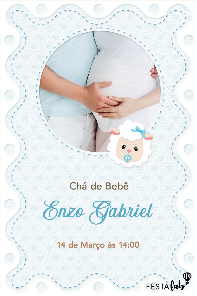 Criar convite de Chá de bebê - Ovelhinha azul| FestaLab