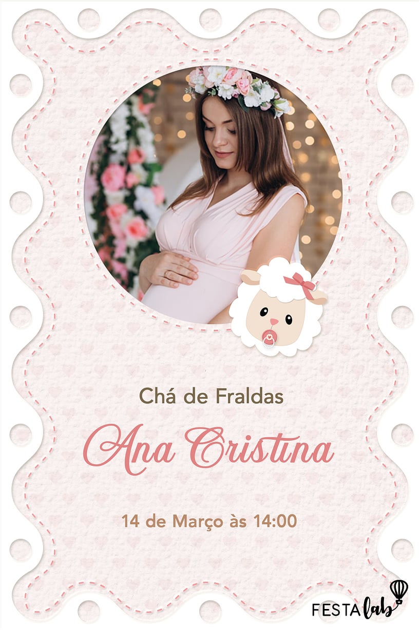 Criar convite de Chá de fraldas - Ovelhinha| FestaLab