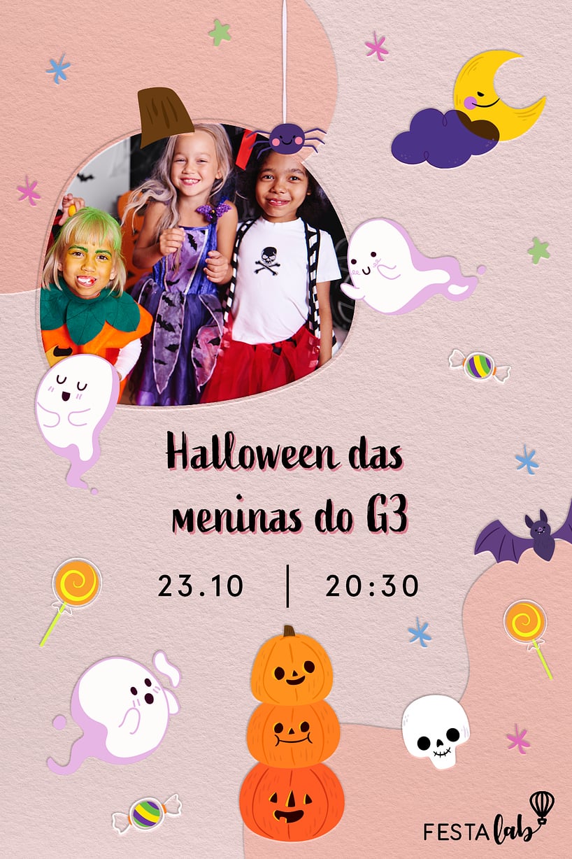 Modelo de Convite de Ocasioes especiais - Fofuras de Halloween Criar convite de Ocasiões especiais - Fofuras de Halloween| FestaLab