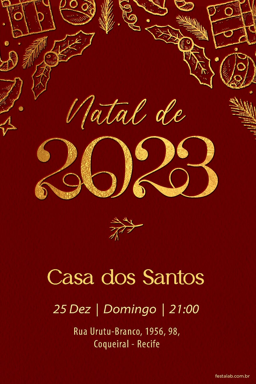 Criar convite de Ocasiões especiais - Natal de 2023| FestaLab