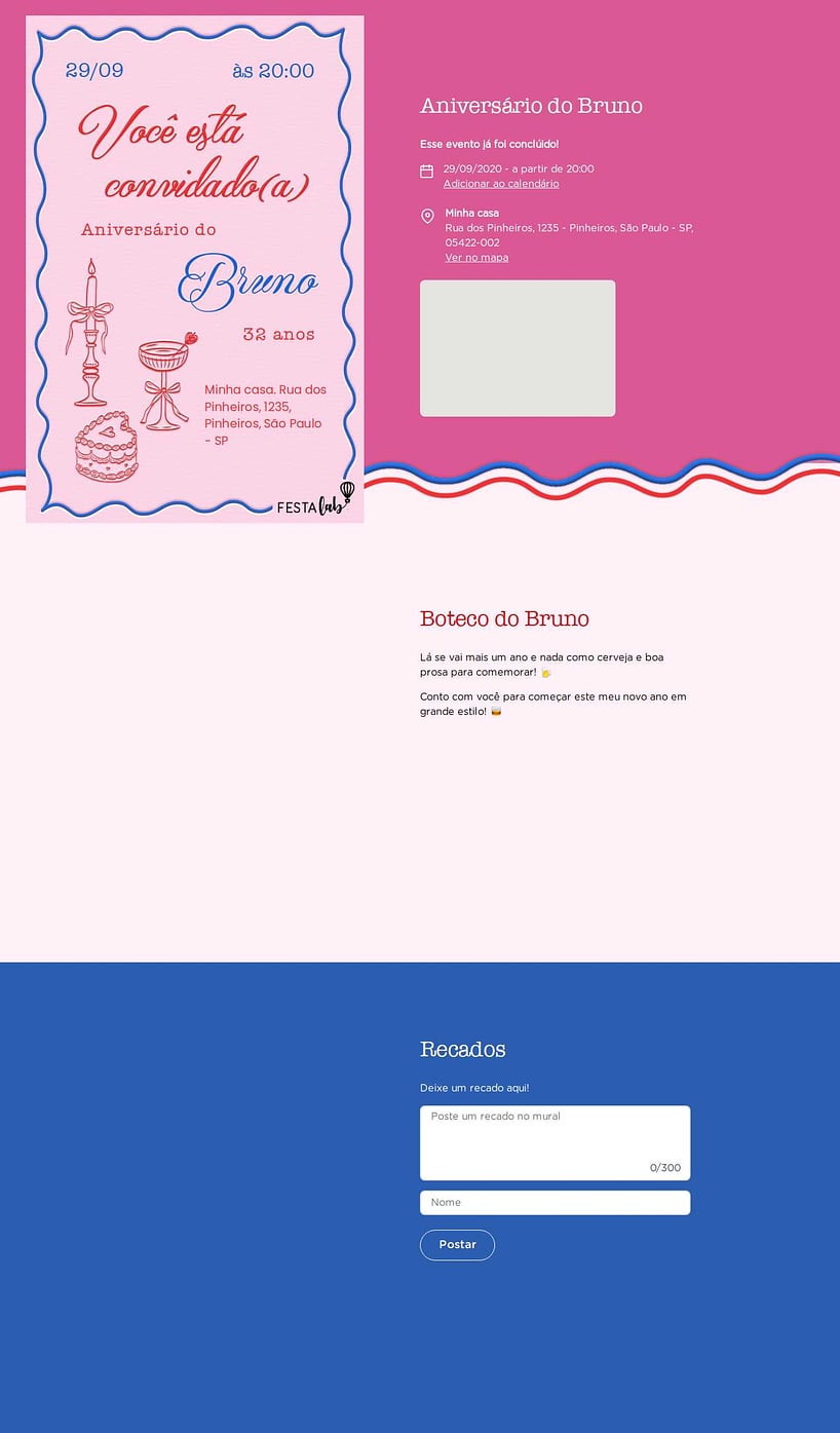 Convite online de aniversário - Aesthetic Rosa| FestaLab