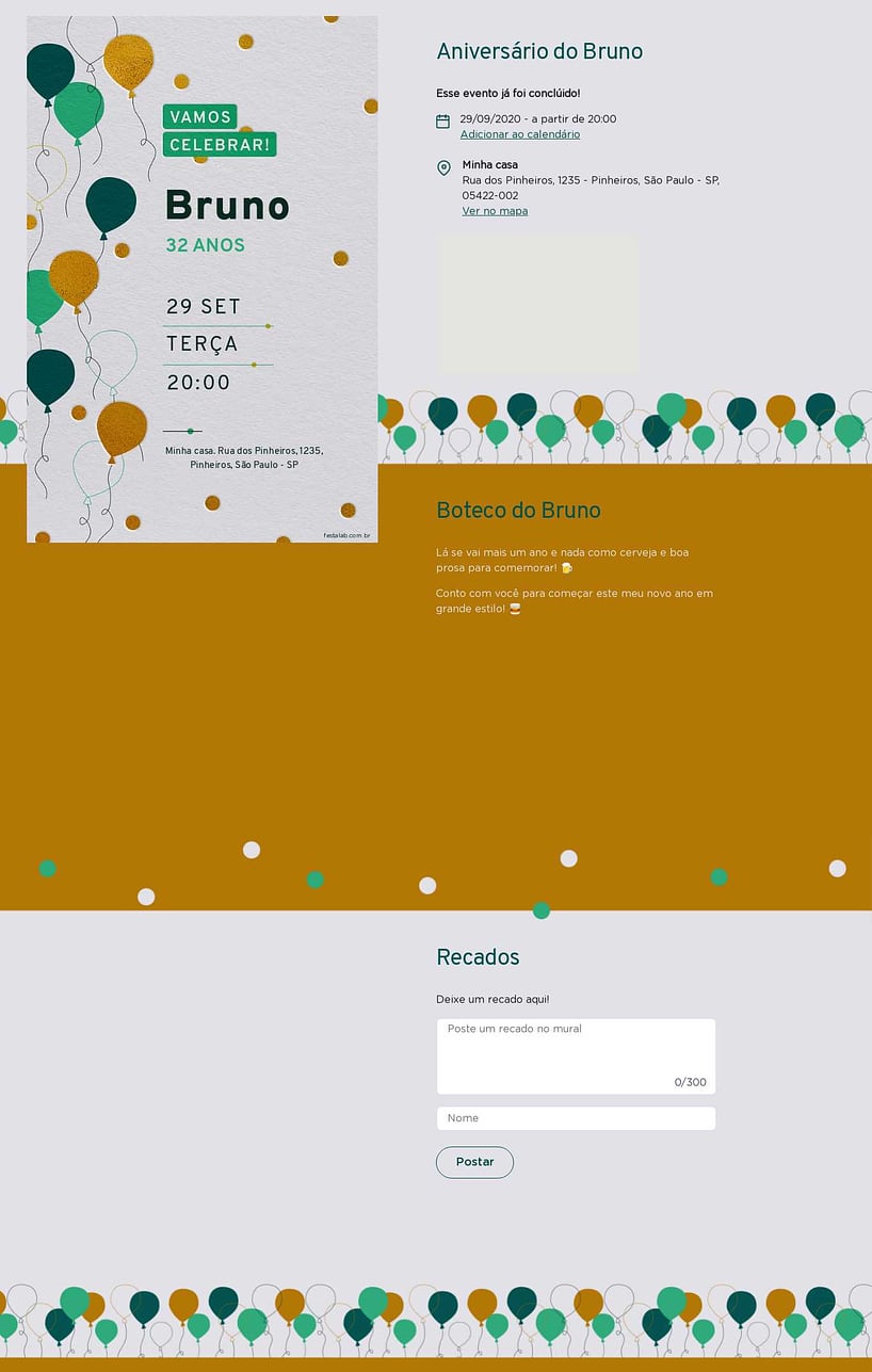 Convite online de aniversário - Balões Verde e Amarelo| FestaLab