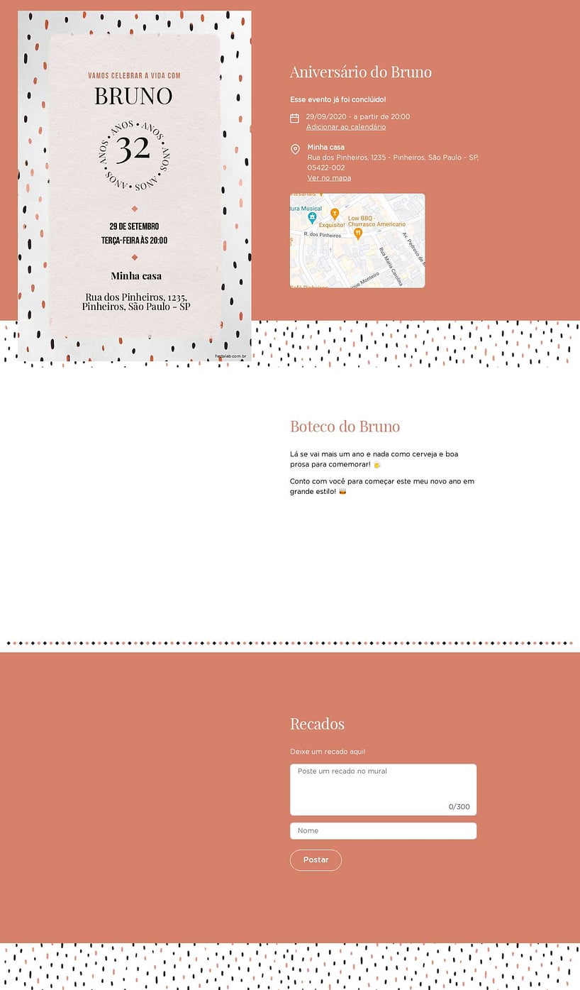 Convite online de aniversário - Black and pink| FestaLab