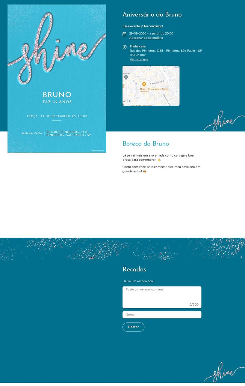 Convite online de aniversário - Brilhoso azul| FestaLab