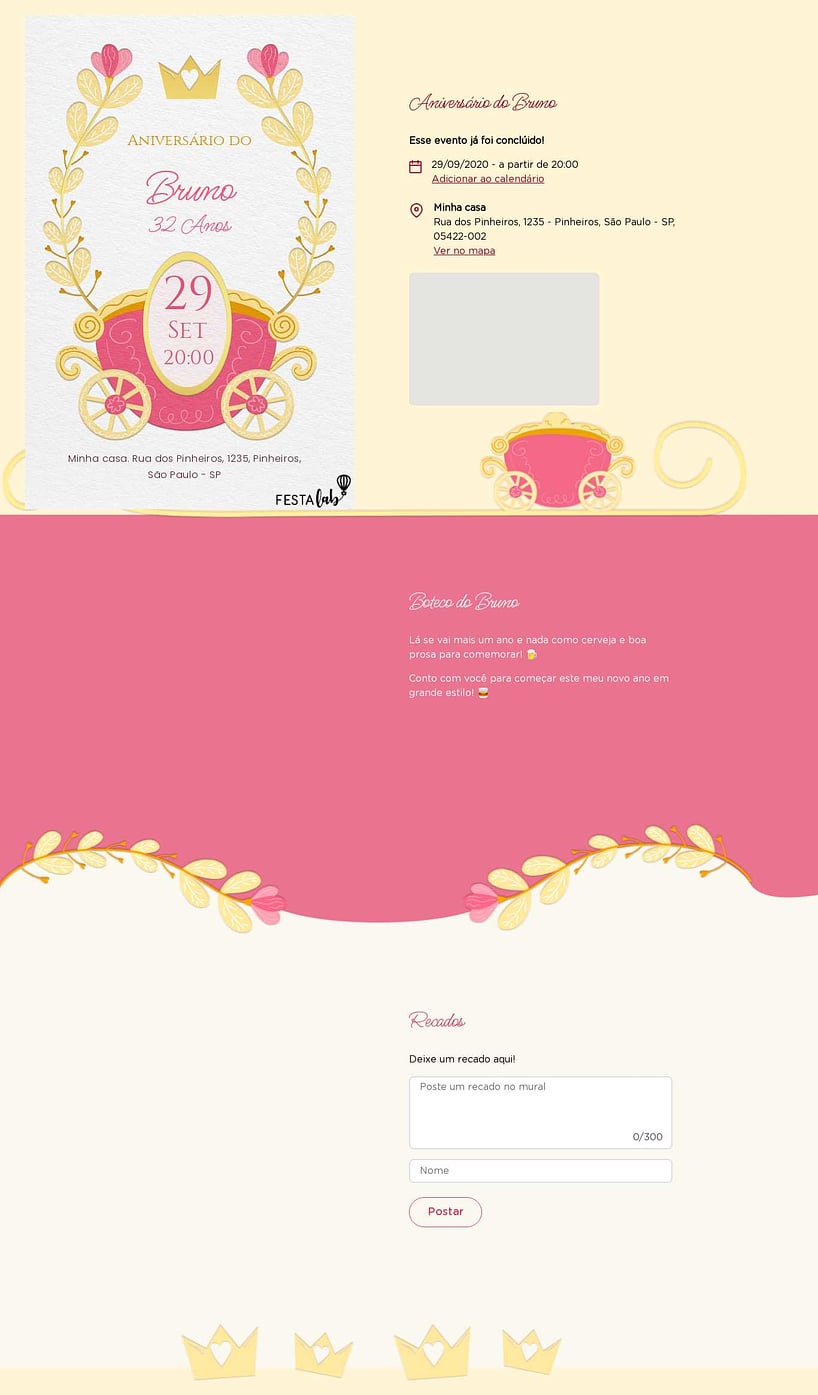 Convite online de aniversário - Carrossel da realeza| FestaLab