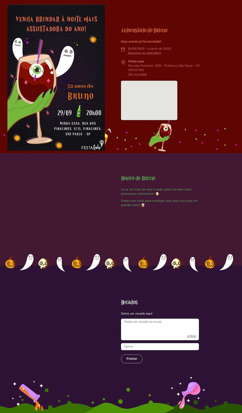 Convite online de aniversário - Drink de Halloween| FestaLab