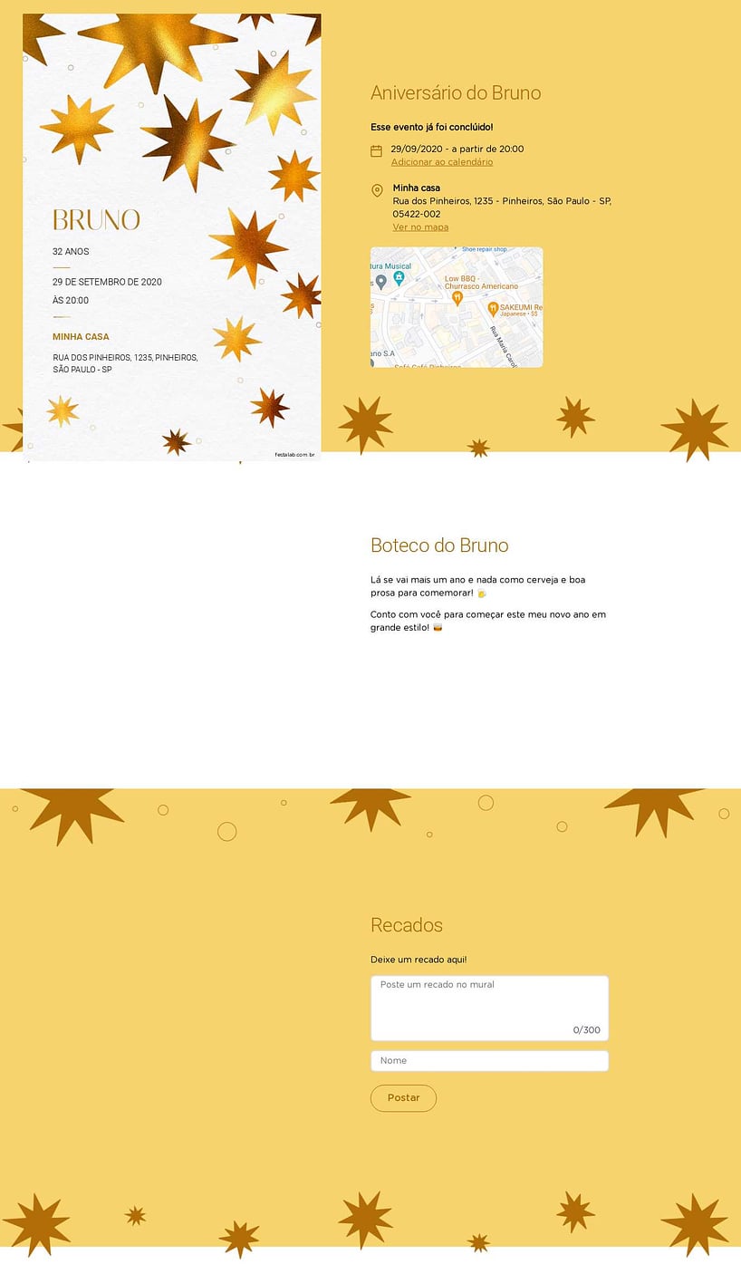 Convite online de aniversário - Estrelado| FestaLab