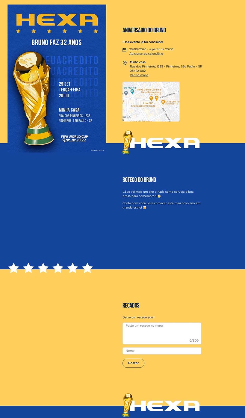 Convite online de aniversário - Hexa Azul| FestaLab