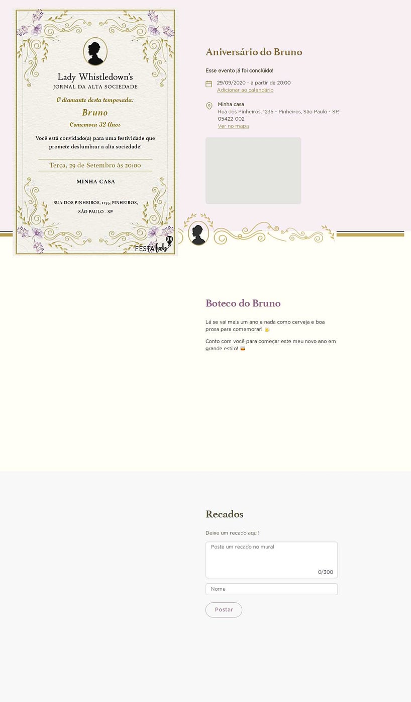 Convite online de aniversário - Jornal da Lady Whistledown’s| FestaLab