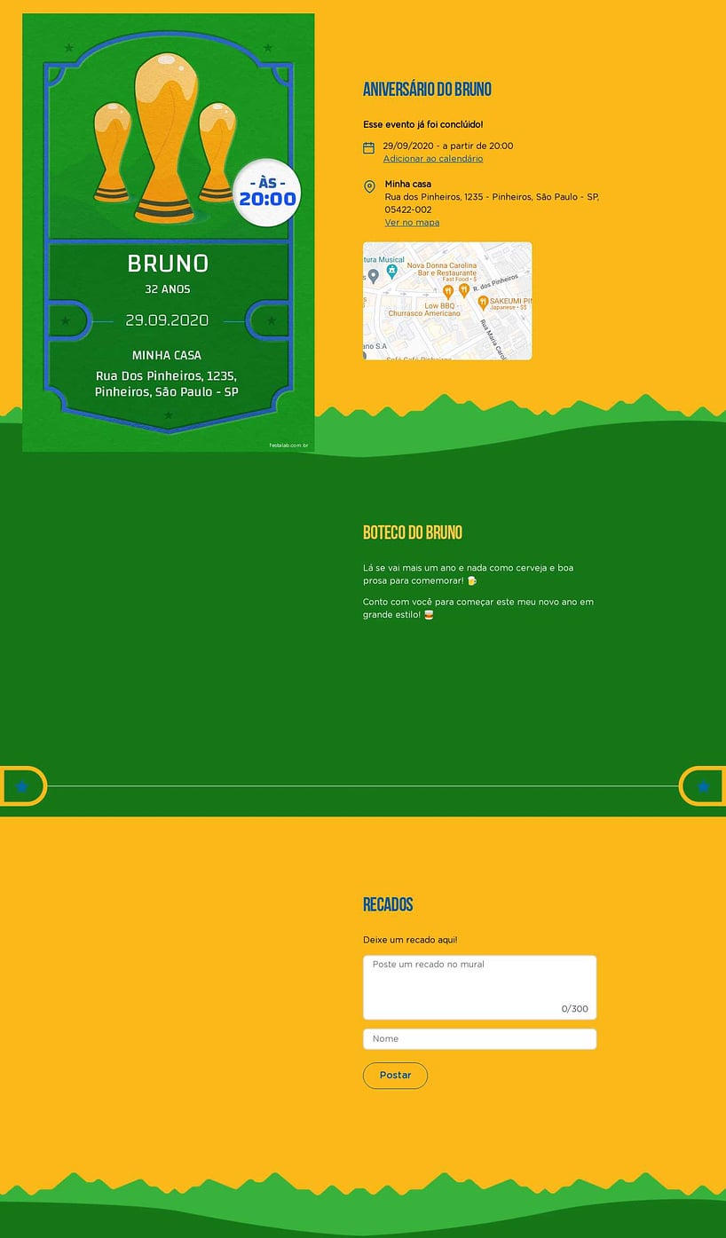Convite online de aniversário - Torcida verde| FestaLab
