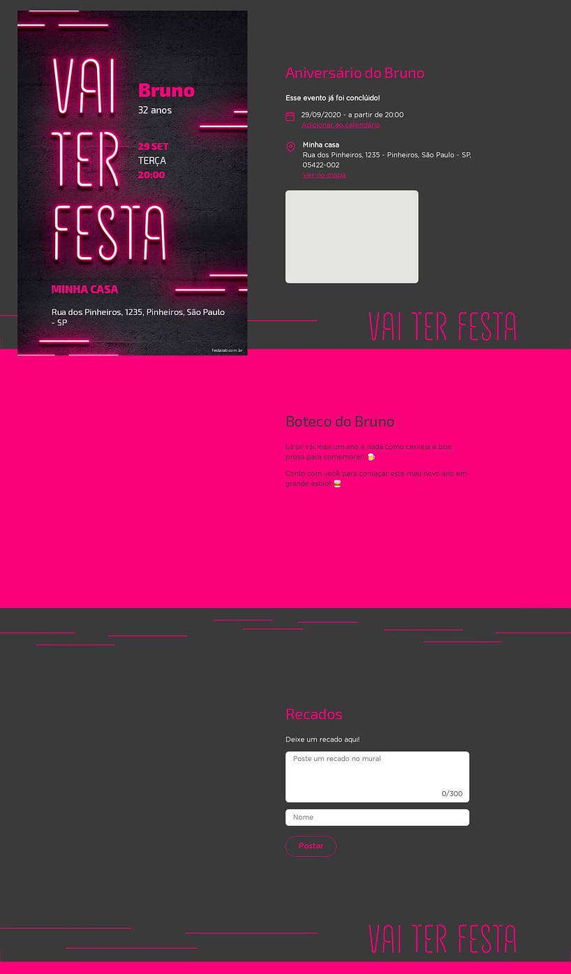 Convite online de aniversário - Vai ter Neon Rosa| FestaLab
