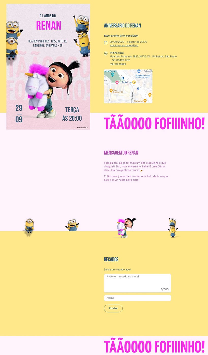 Convite online de aniversário - Agnes| FestaLab