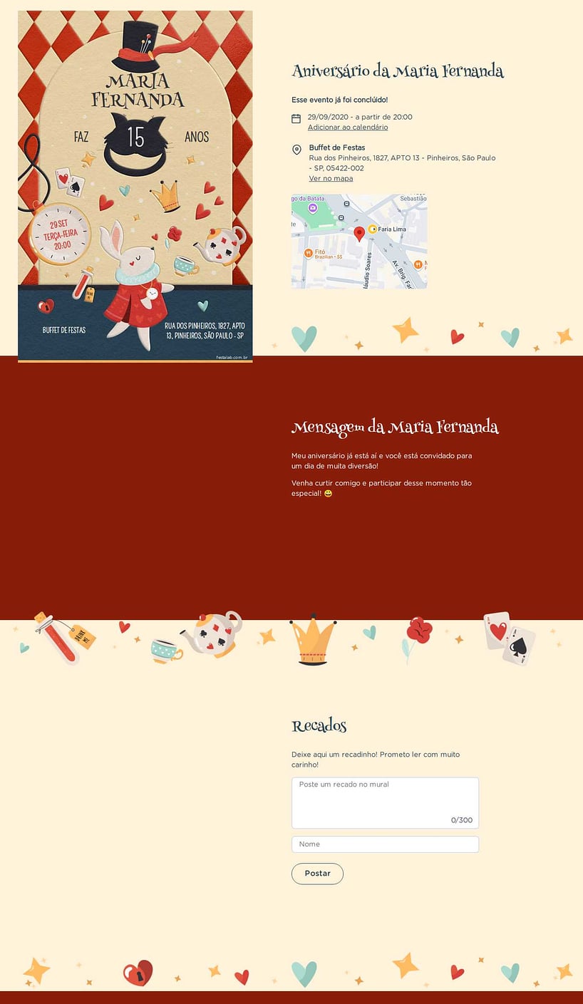 Convite online de aniversário - O Mundo de Alice| FestaLab