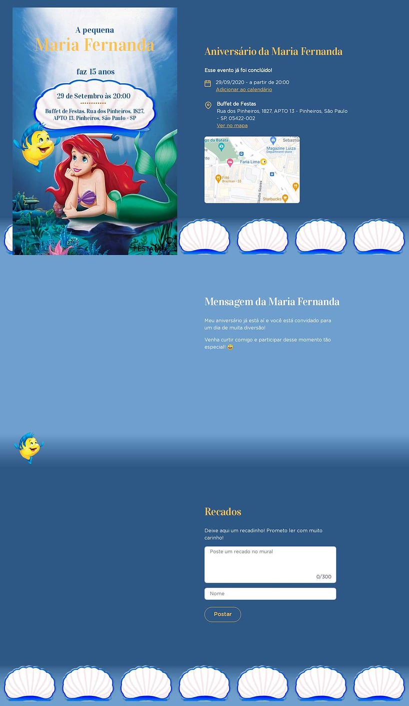 Convite online de aniversário - Ariel Escuro| FestaLab