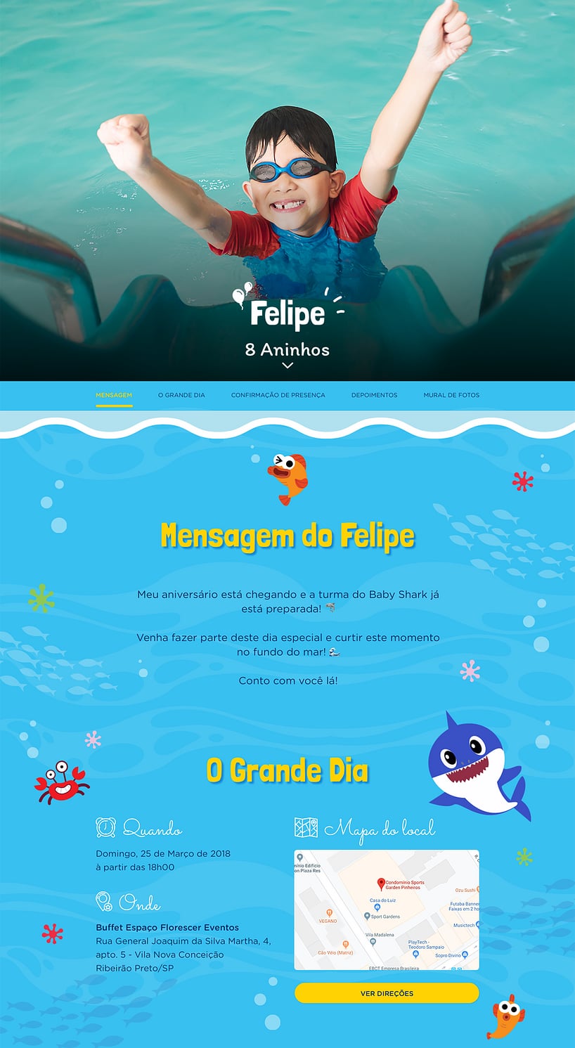 Convite online de aniversário - Baby Shark| FestaLab