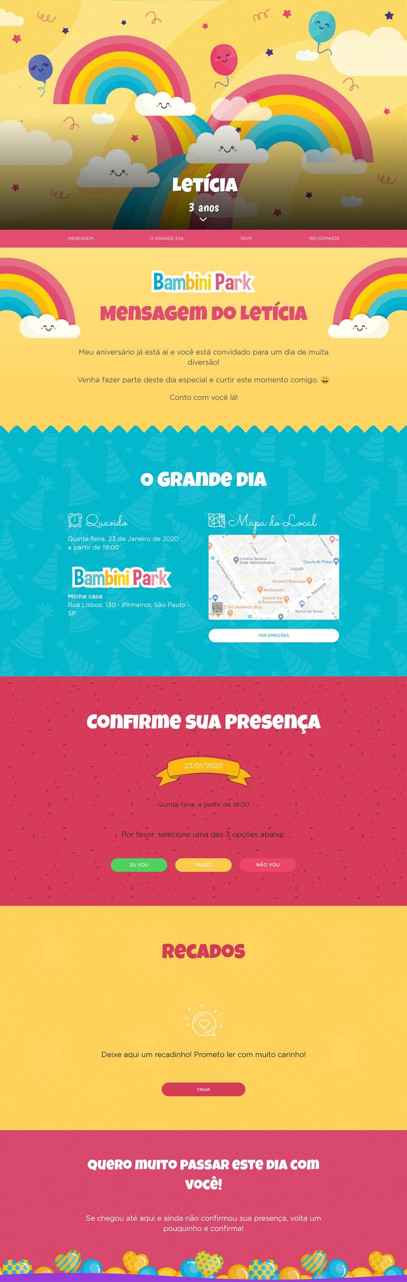 Convite online de aniversário - Bambini Park| FestaLab