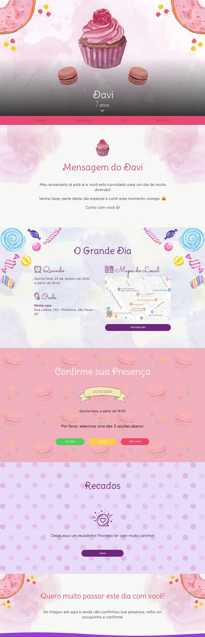 Convite online de aniversário - Candy| FestaLab