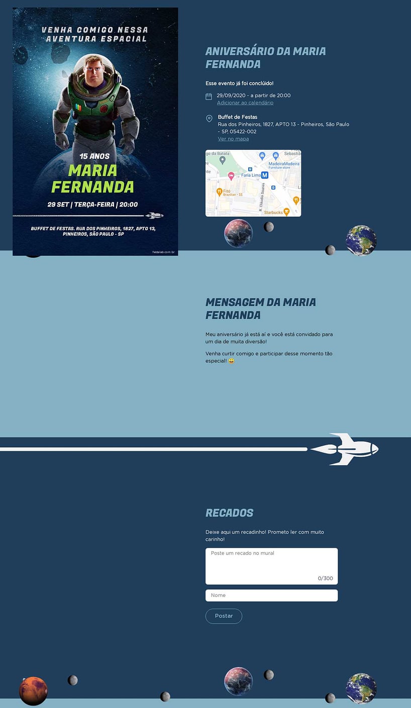 Convite online de aniversário - Capitão Lightyear| FestaLab
