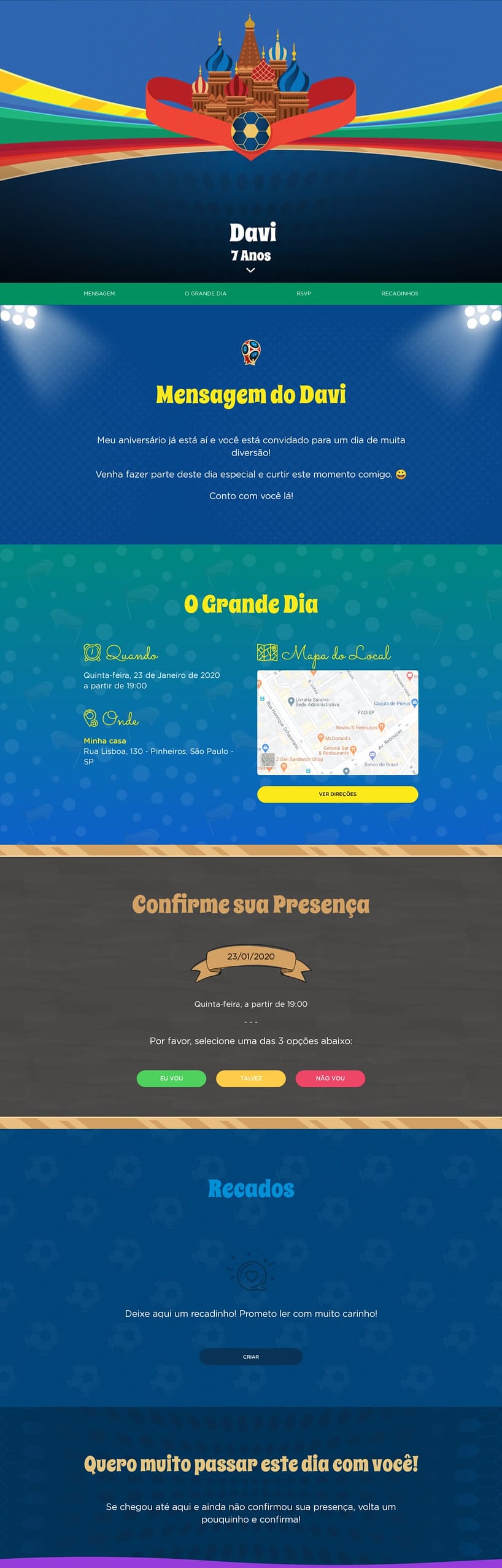 Convite online de aniversário - Copa do Mundo| FestaLab