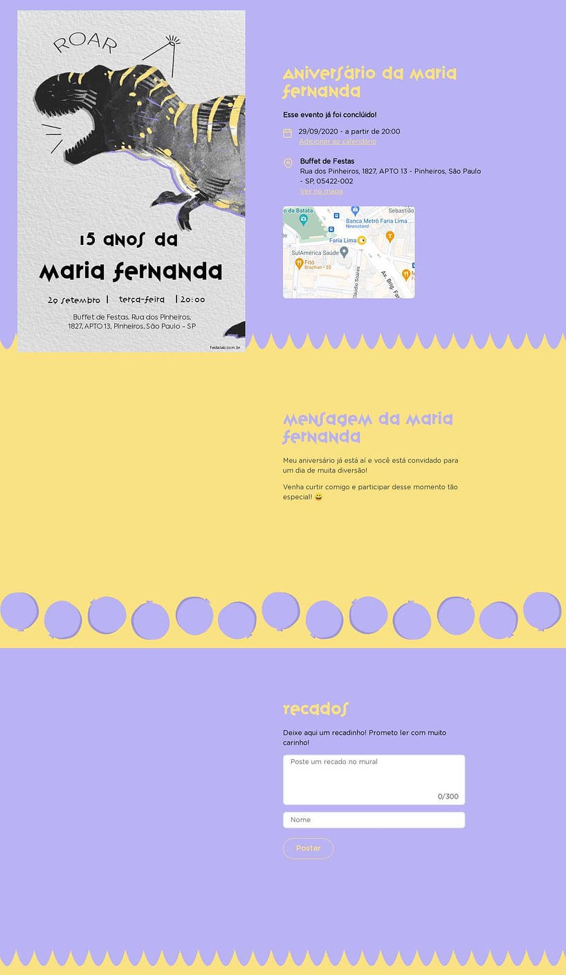 Convite online de aniversário - Dino Teen| FestaLab