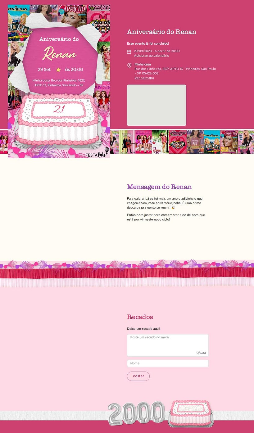 Convite online de aniversário - Estética anos 2000| FestaLab