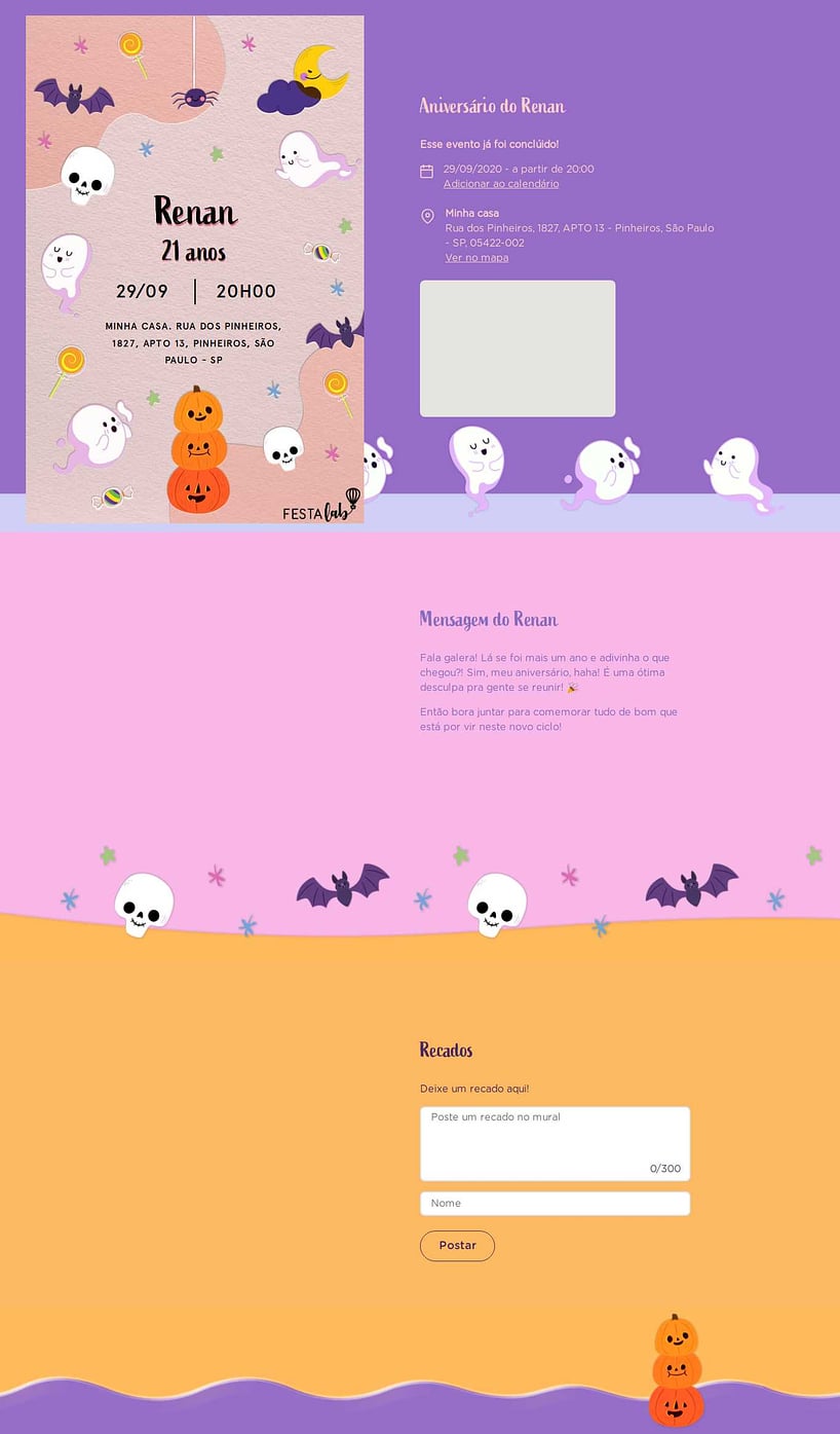 Convite online de aniversário - Fofuras de Halloween| FestaLab