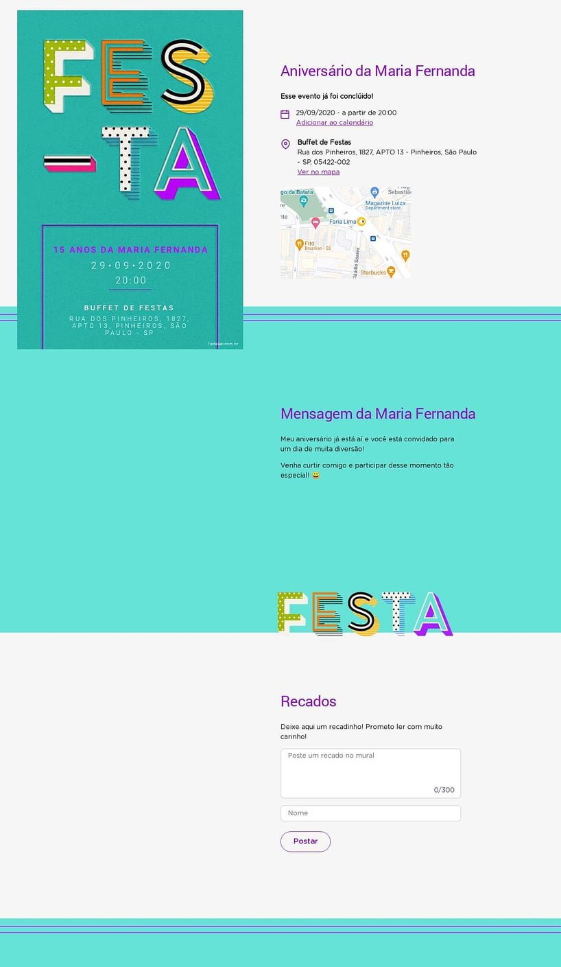 Convite online de aniversário - Letras Festivas cor verde| FestaLab