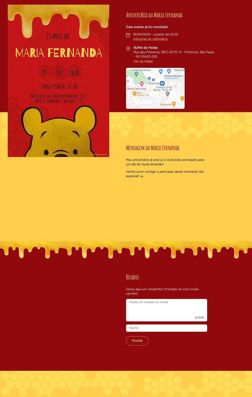Convite online de aniversário - Ursinho Pooh| FestaLab