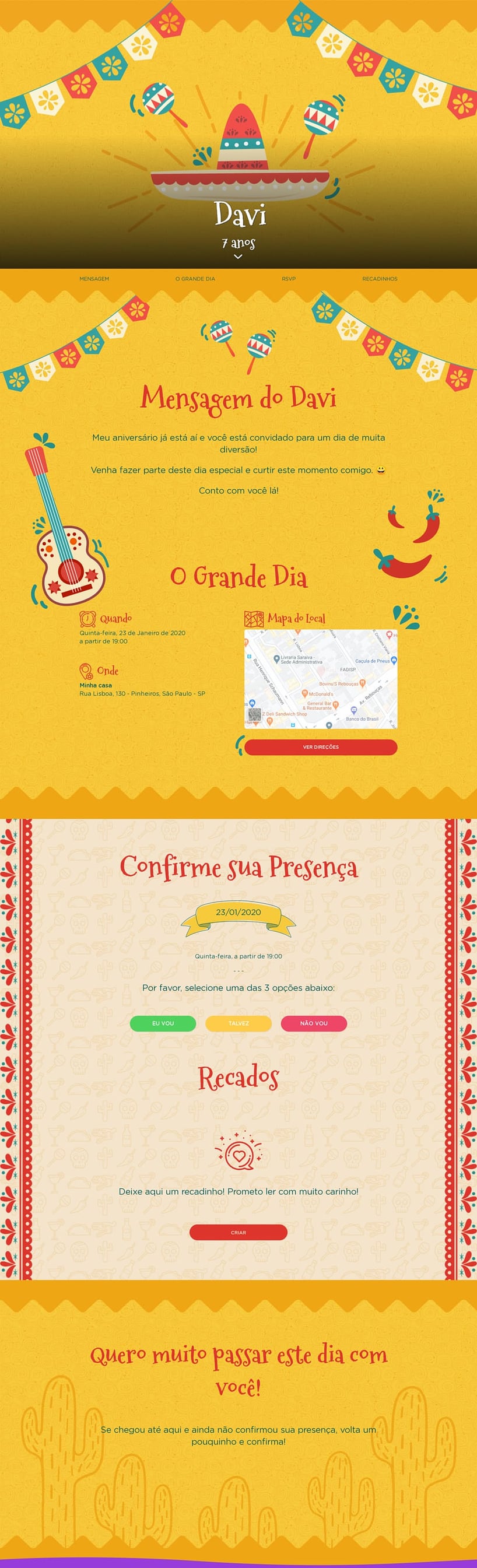 Convite online de aniversário - Mexicano| FestaLab