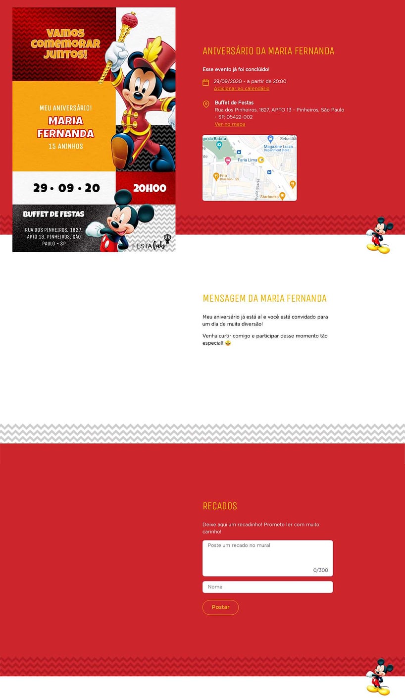 Convite online de aniversário - Mickey Instrumental| FestaLab