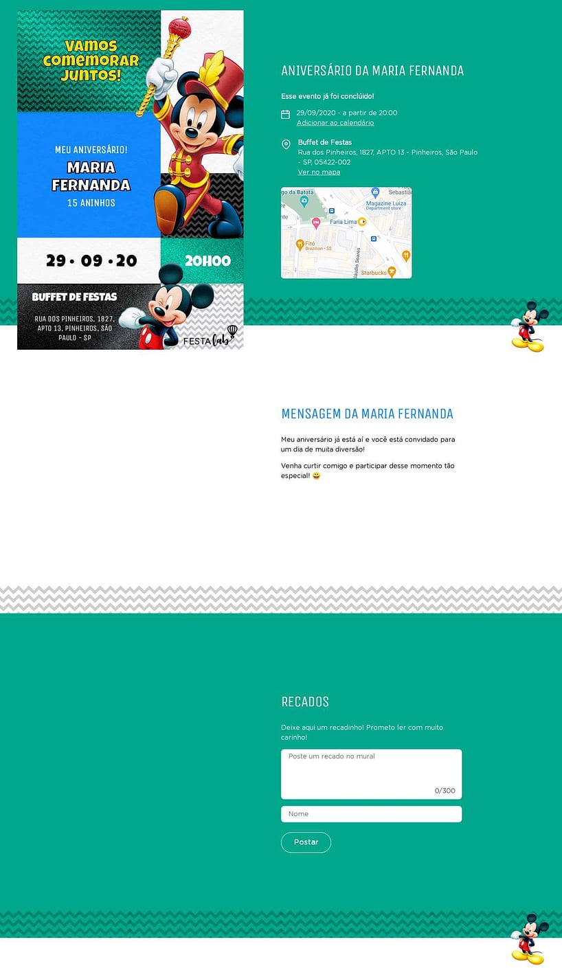 Convite online de aniversário - Mickey Instrumental Verde| FestaLab
