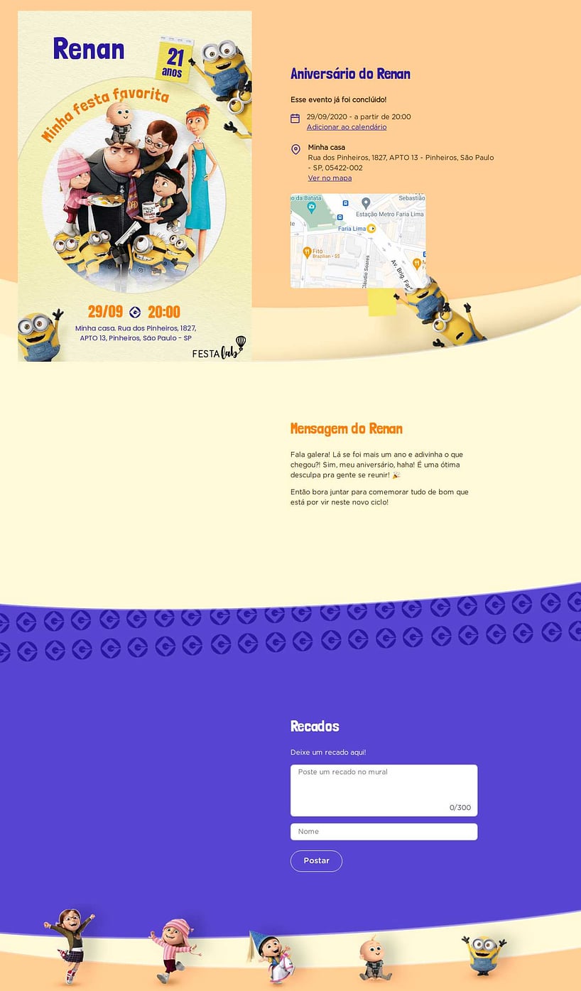 Convite online de aniversário - MInha Festa Favorita| FestaLab
