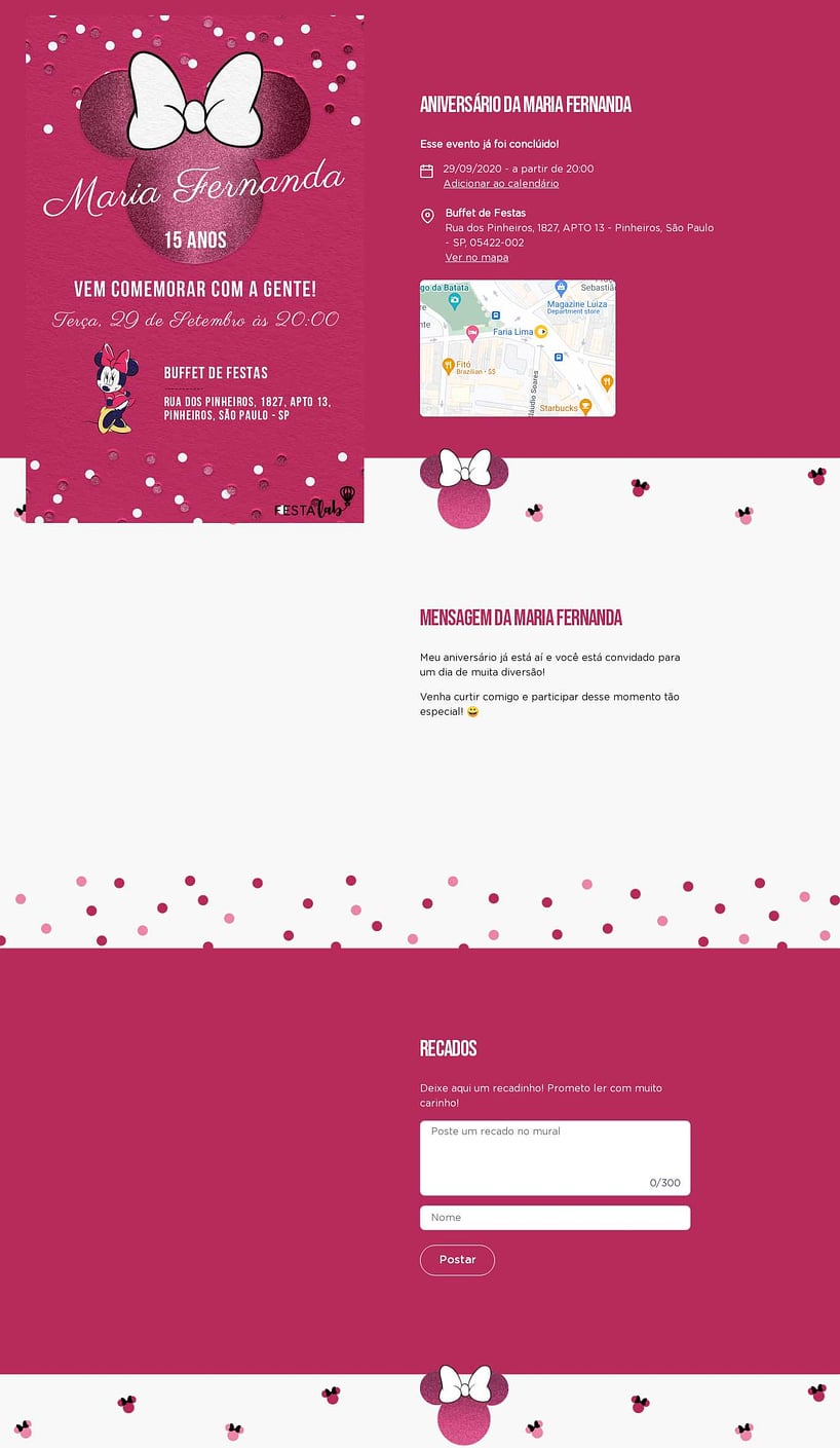 Convite online de aniversário - Minnie brilhante| FestaLab