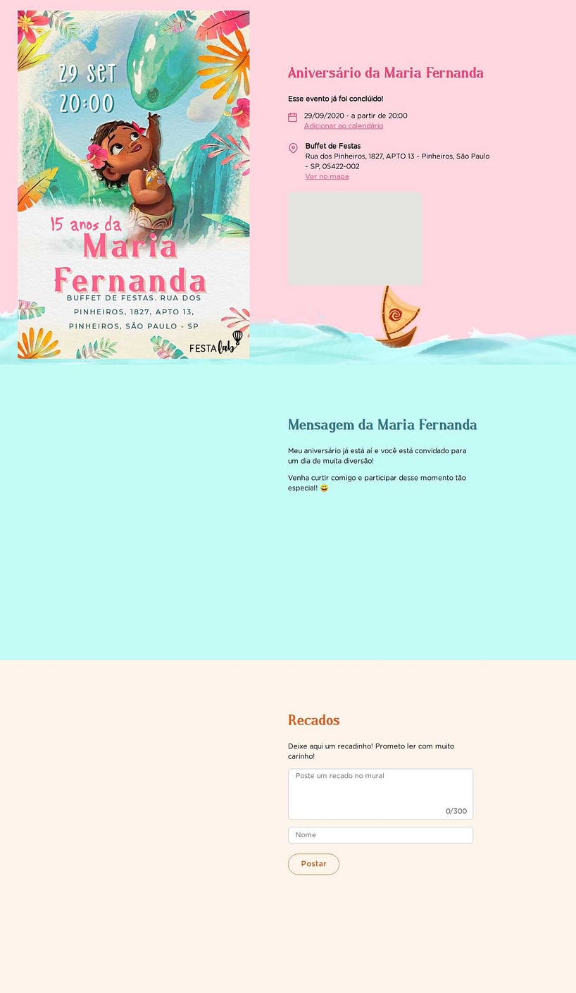 Convite online de aniversário - Moana entre as ondas| FestaLab