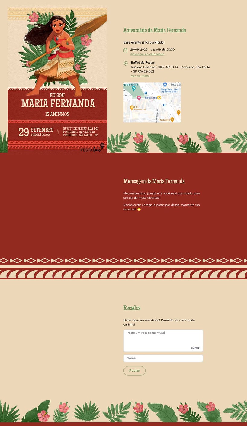 Convite online de aniversário - Moana tribal vermelho| FestaLab