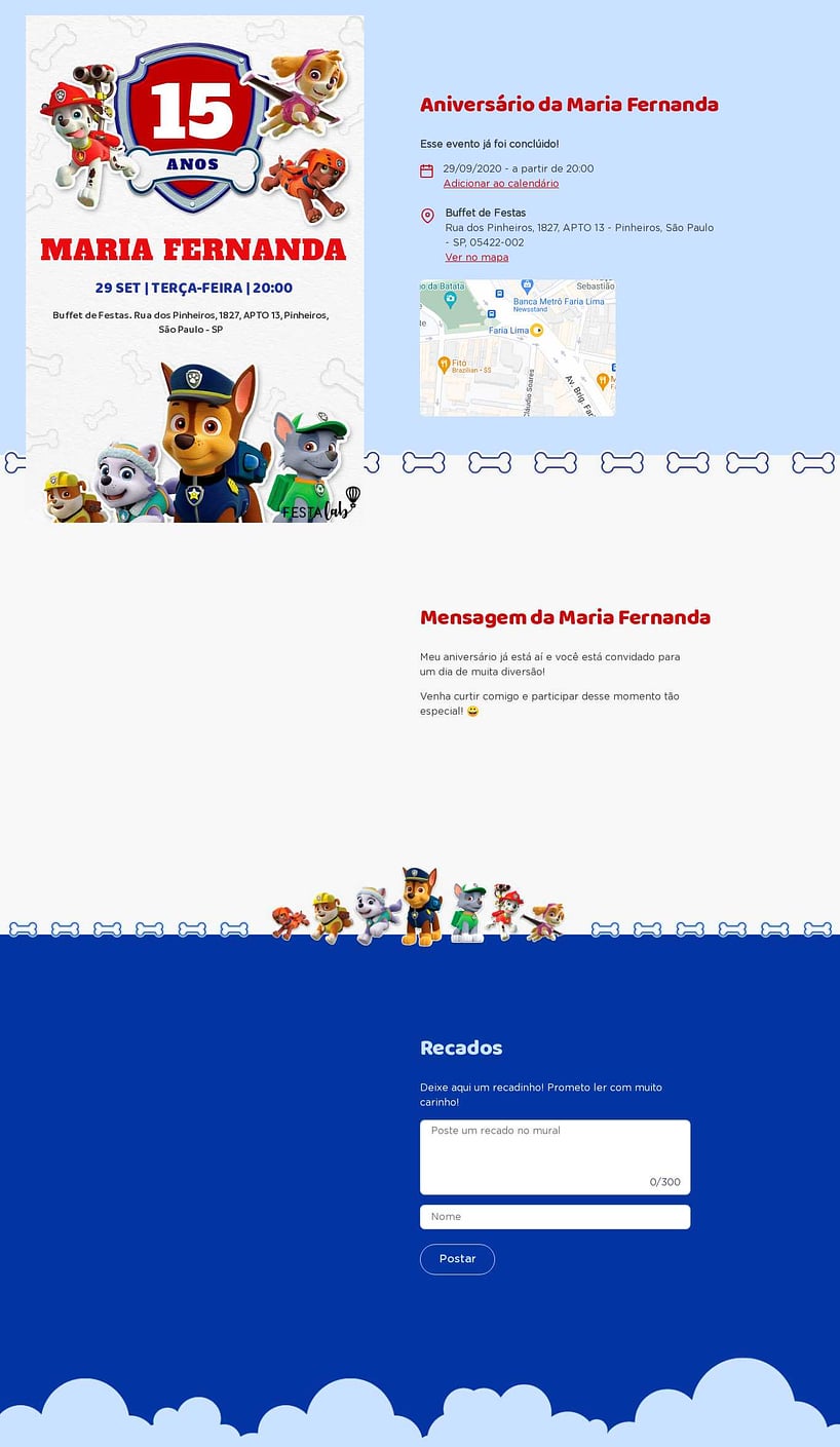 Convite online de aniversário - Patrulha Canina em Ação| FestaLab