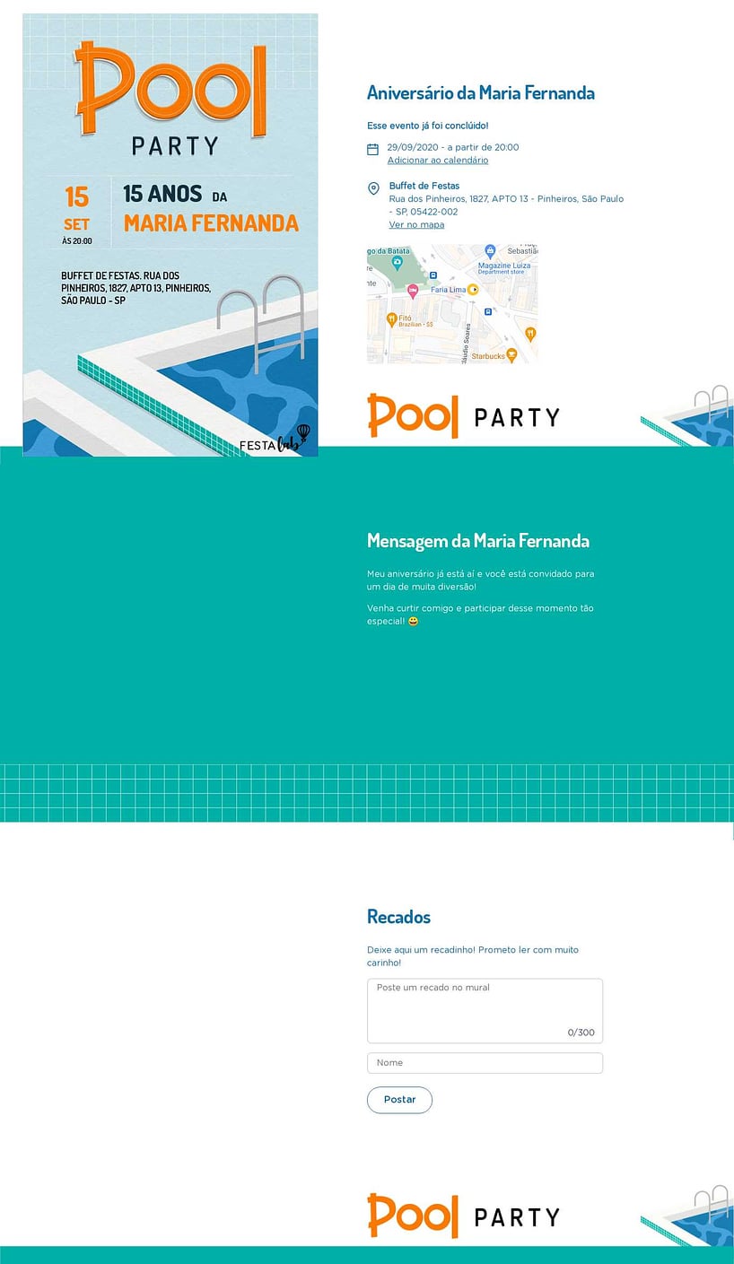 Convite online de aniversário - Pool Party| FestaLab
