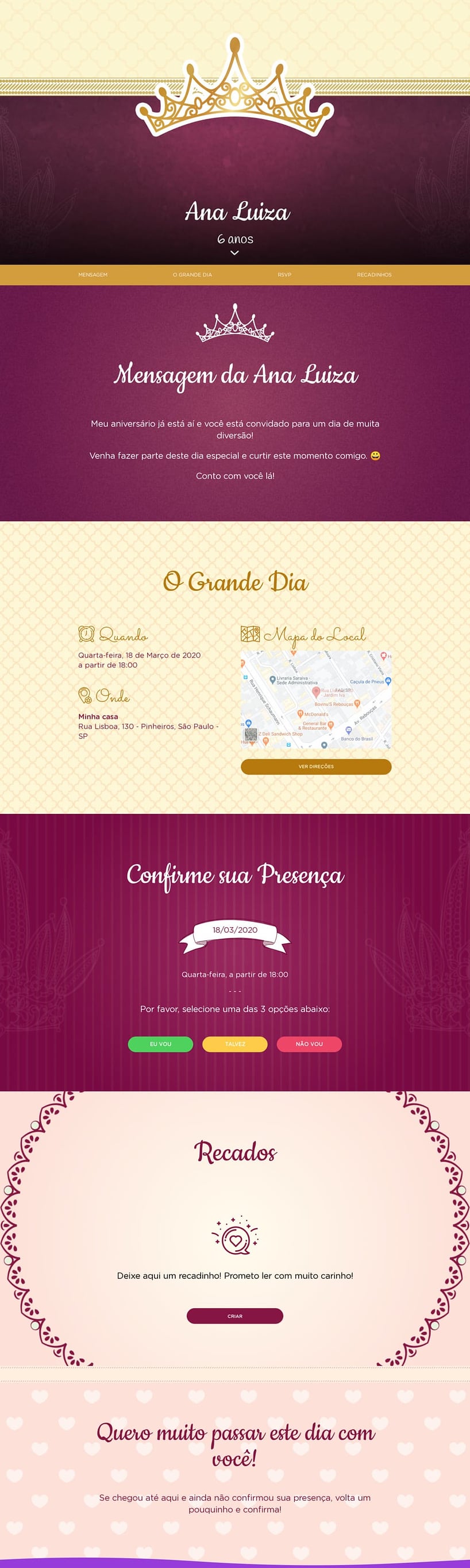 Convite online de aniversário - Princesa| FestaLab