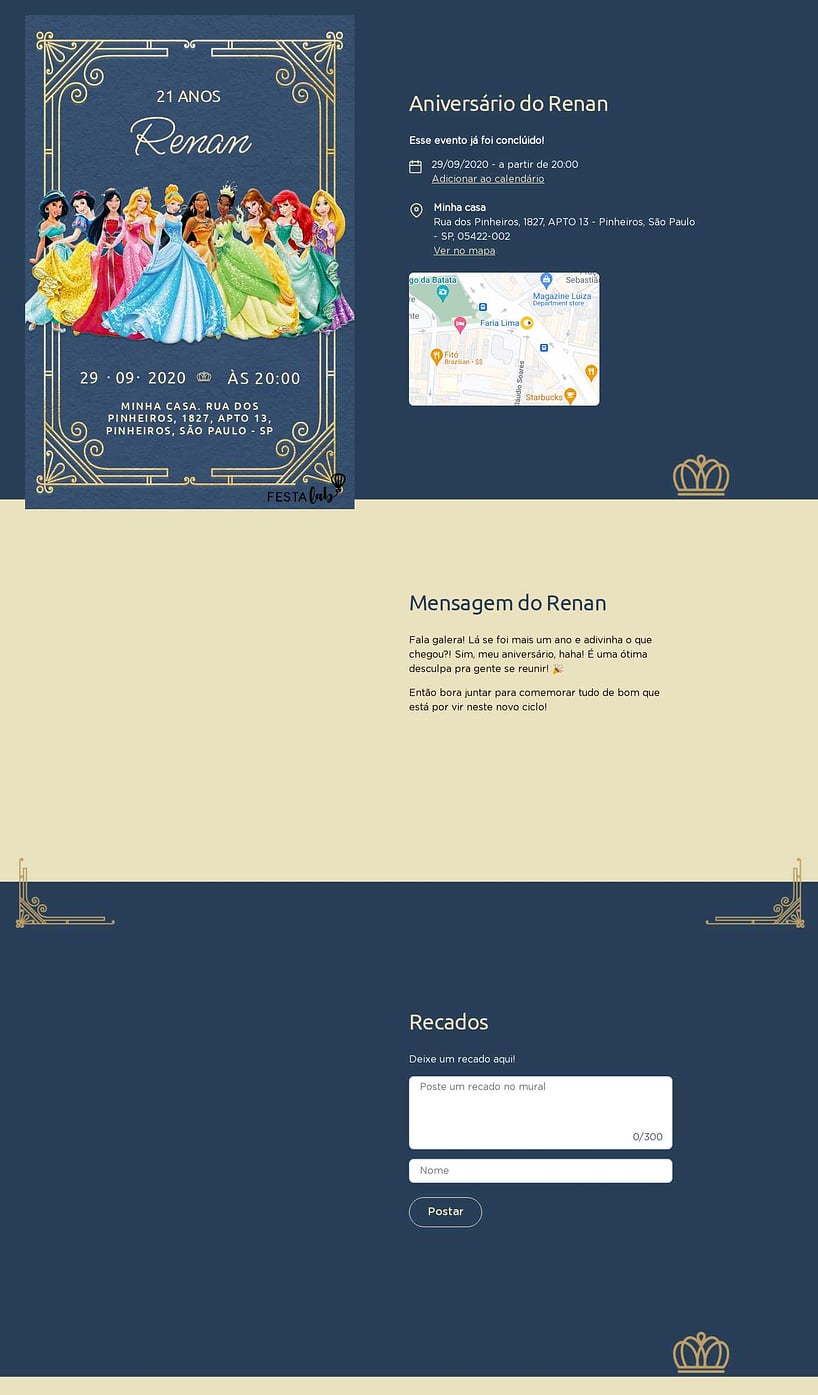 Convite online de aniversário - Princesas| FestaLab