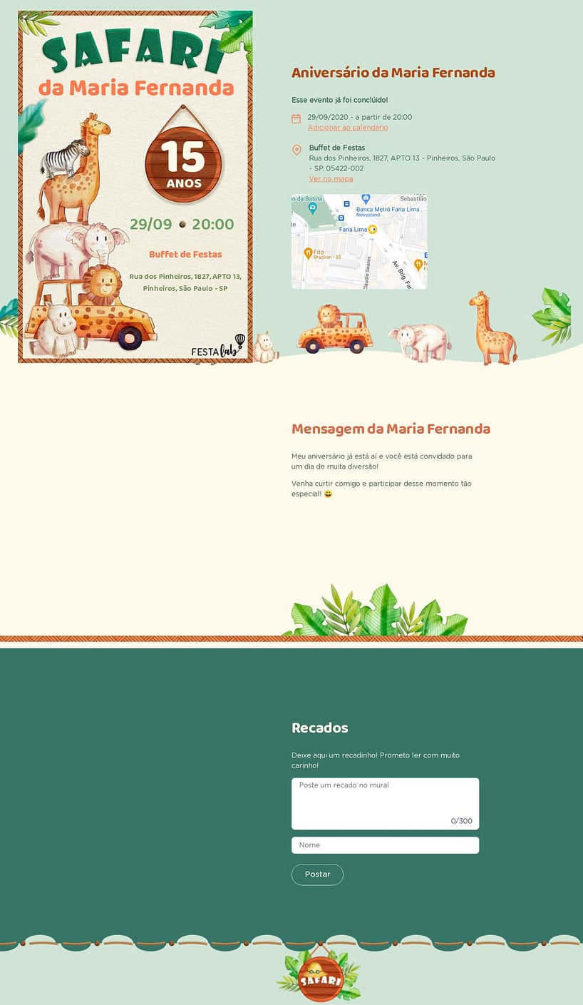 Convite online de aniversário - Safari Divertido| FestaLab