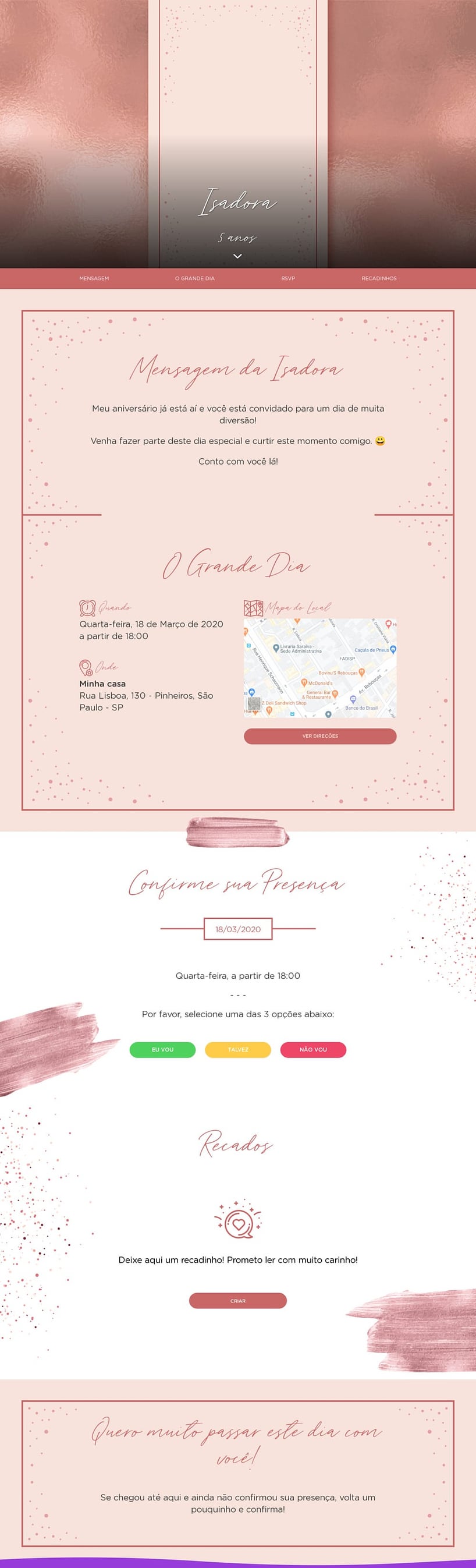 Convite online de aniversário - Sofisticado Rosa dourado| FestaLab