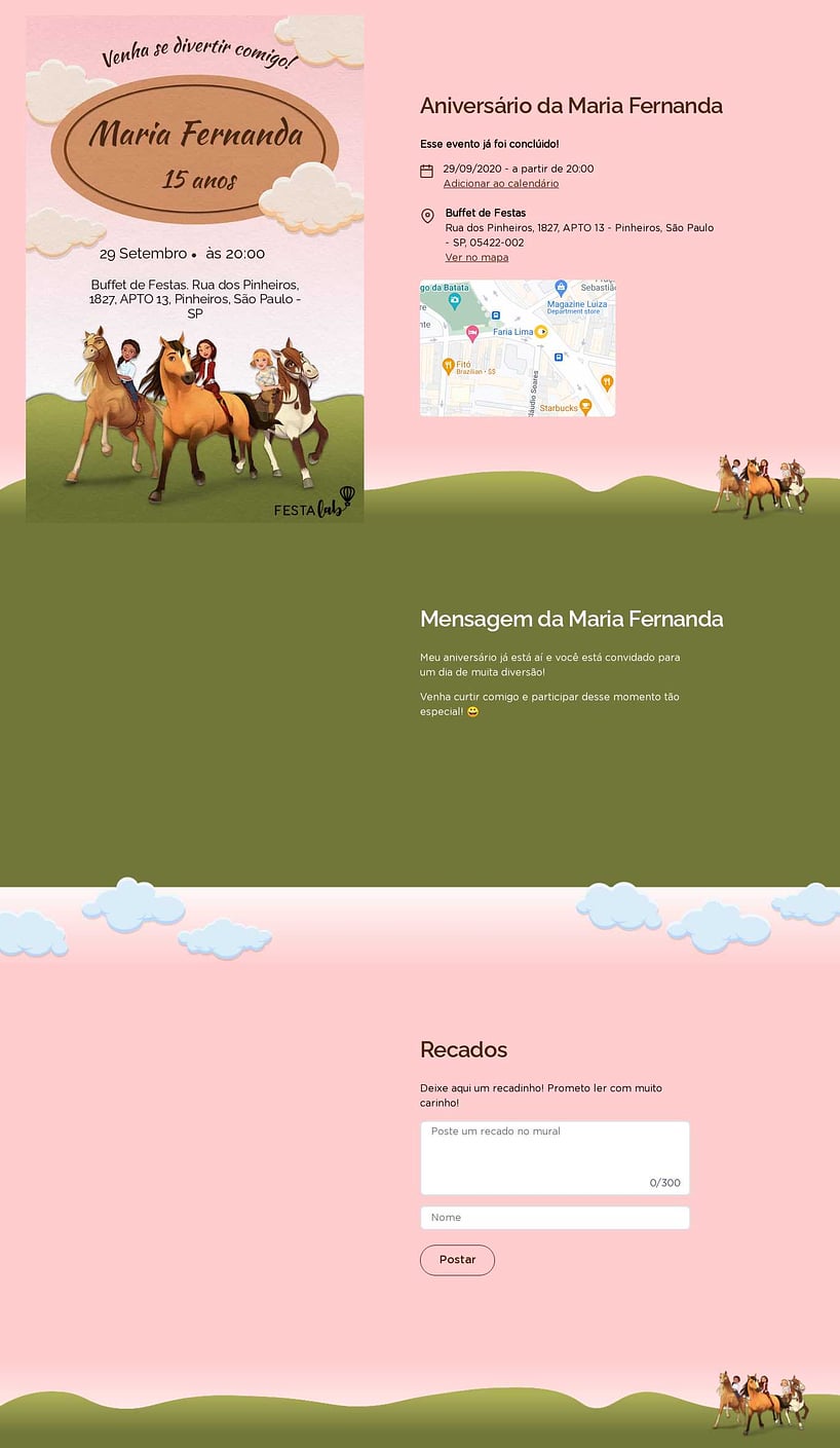Convite online de aniversário - Spirit Rosa| FestaLab