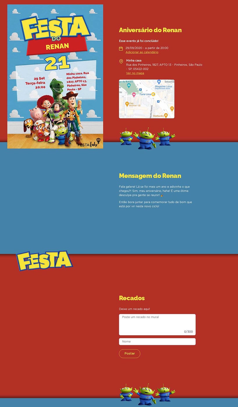 Convite online de aniversário - Toy Story Party| FestaLab