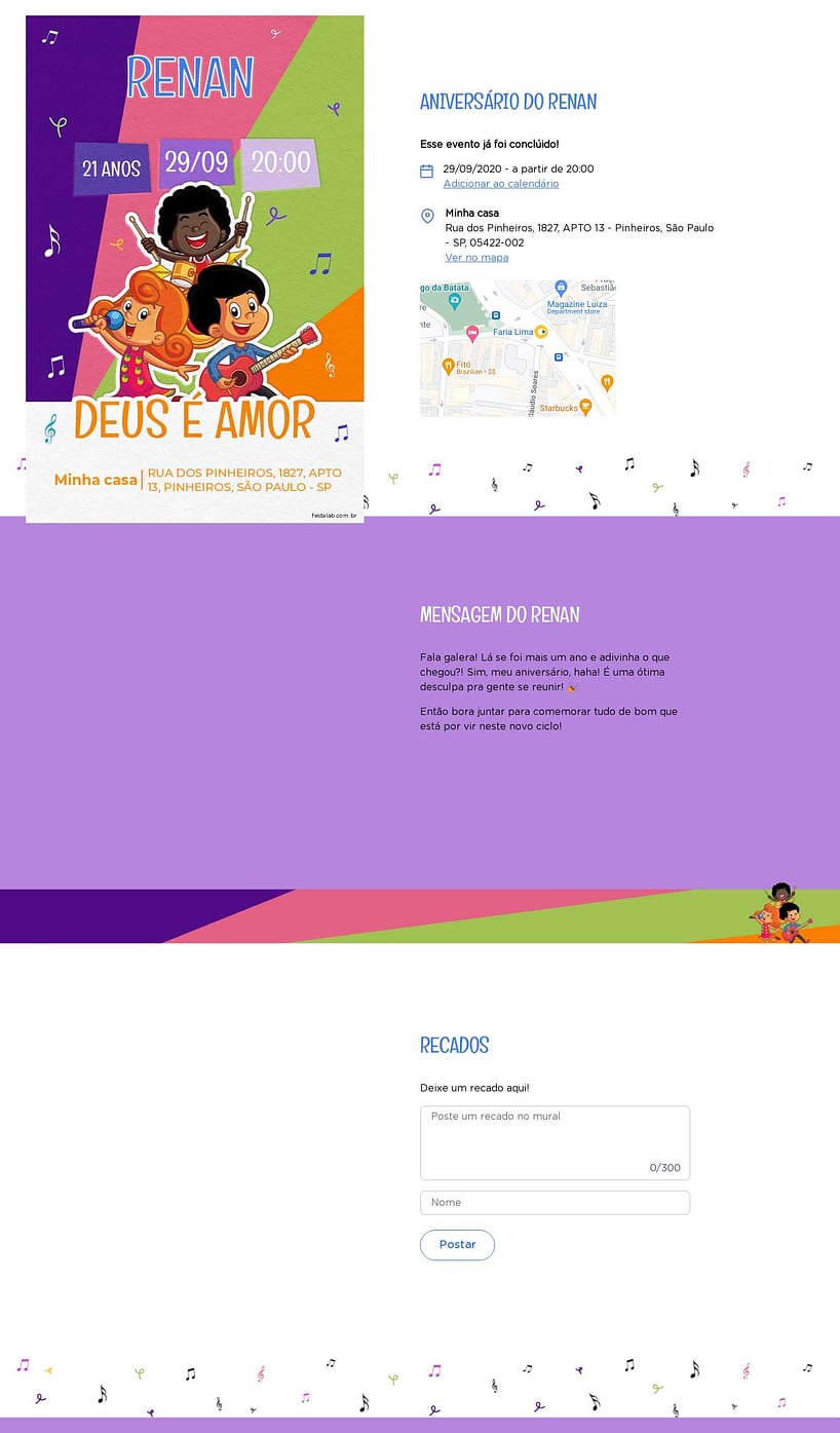 Convite online de aniversário - Três Palavrinhas Roxa| FestaLab