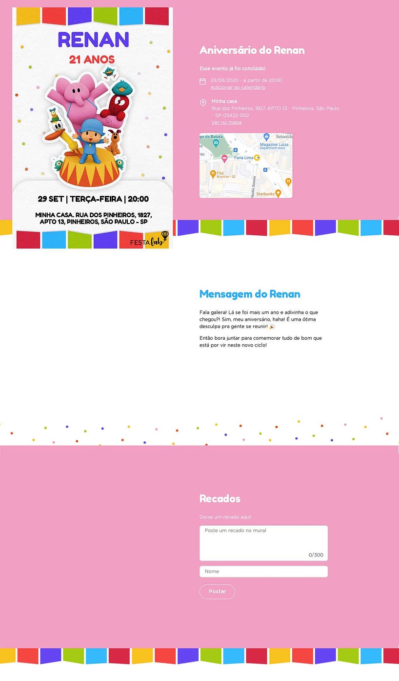 Convite online de aniversário - Turma do Pocoyo| FestaLab